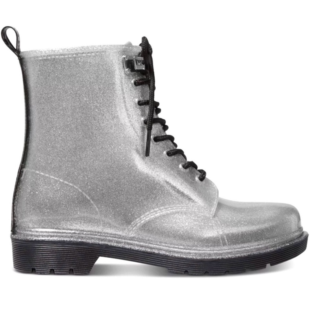 Michael Kors Glitter Silver Lace-Up Boots